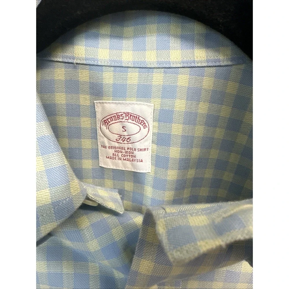 Brooks Brothers Mens Pastel Shirt Sz S Blue Yellow Gingham  Plaid Preppy - Picture 2 of 7